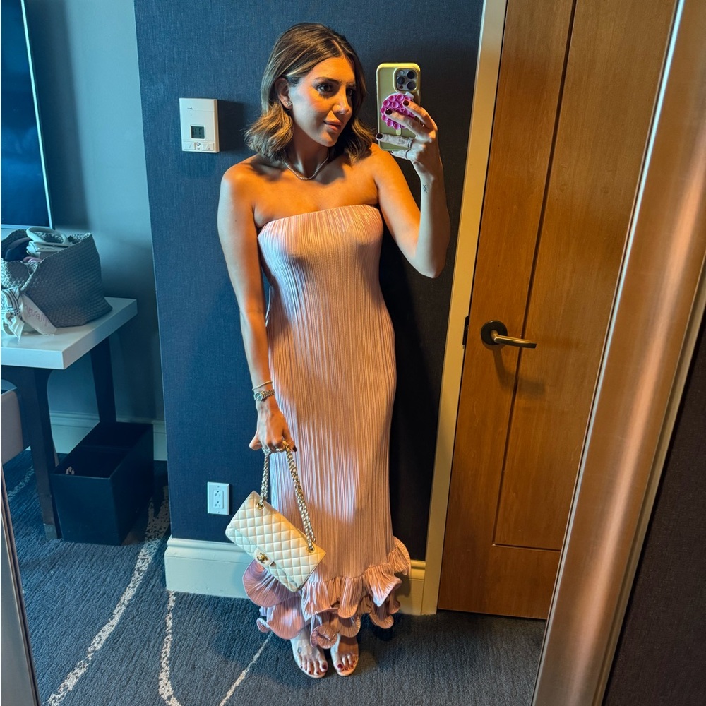 ASOS Blush Strapless Ruffle Dress